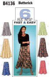 4136 BUTTERICK EASY 6 SEW EASY SKIRTS LENGTHS PATTERN 20-24 